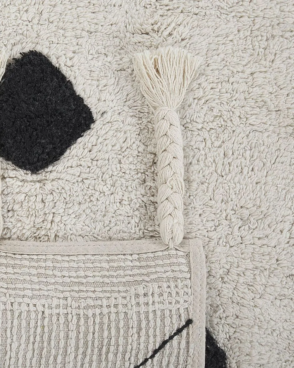 Tappeto cotone bianco sporco e nero 80 x 150 cm KHEMISSET