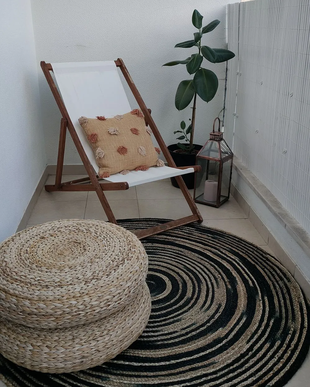 Tappeto iuta beige e nero ⌀ 140 cm ARTORA