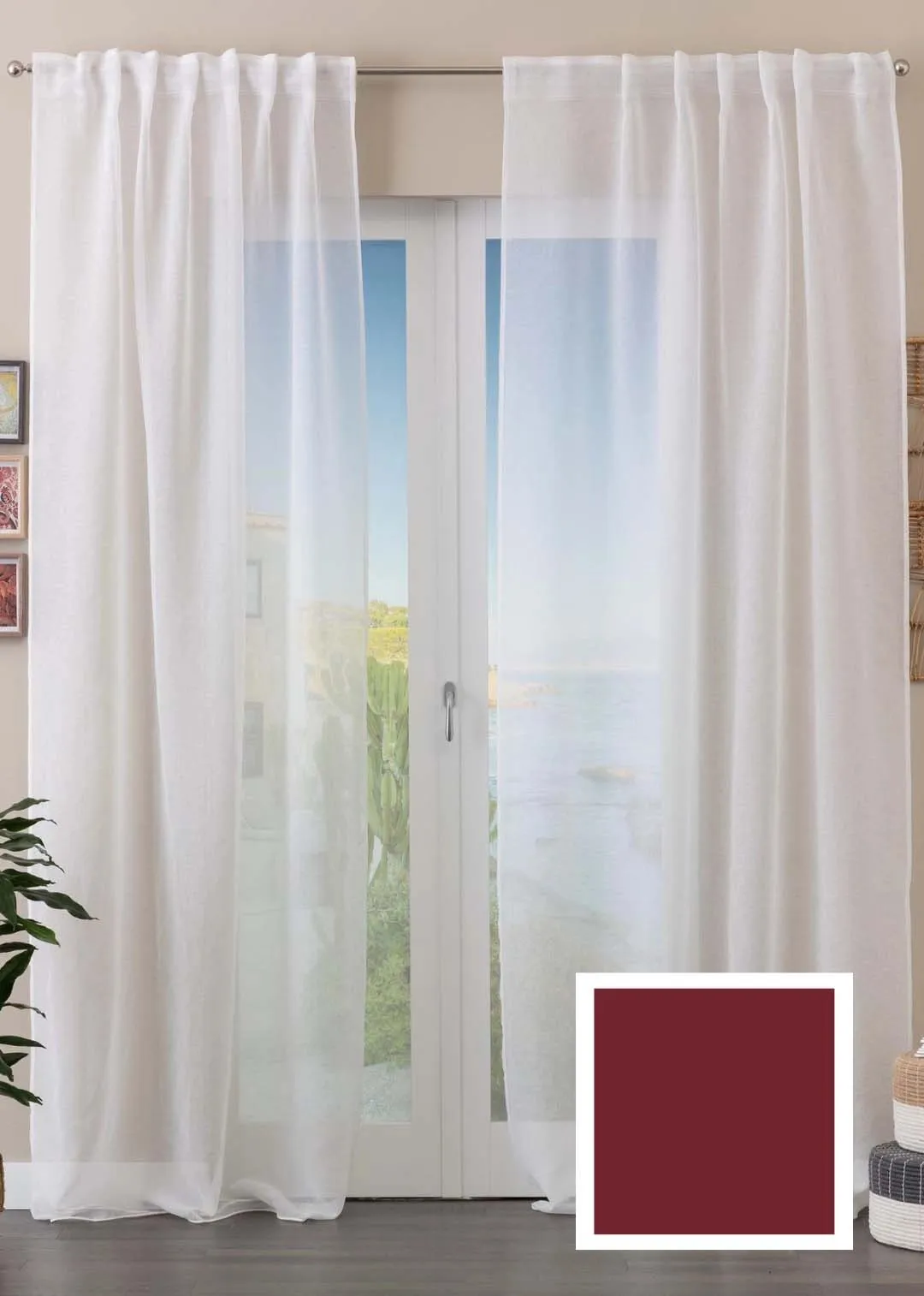 Tenda arredo interno bordeaux Ilenia 140x280 cm