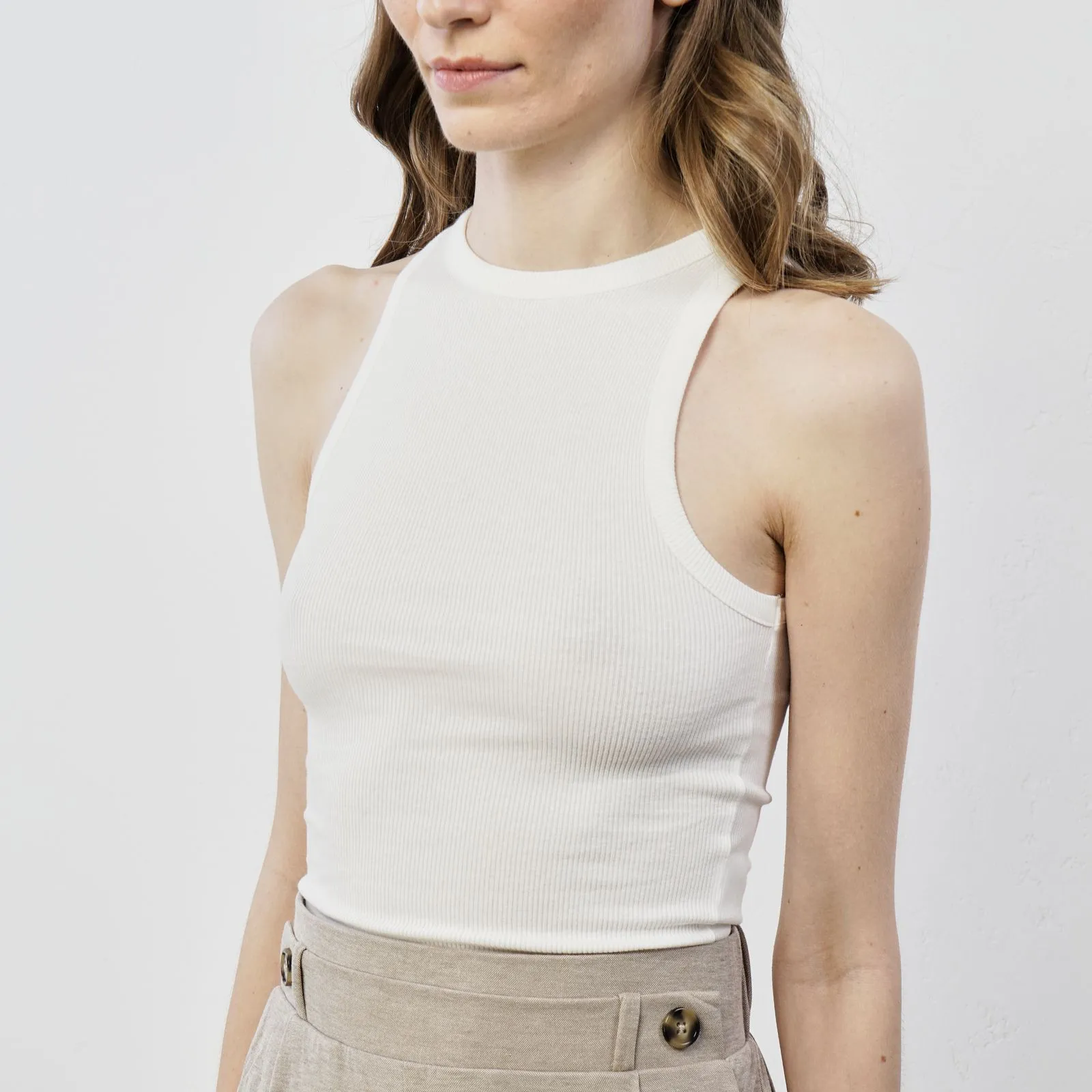 Top bianco smanicato