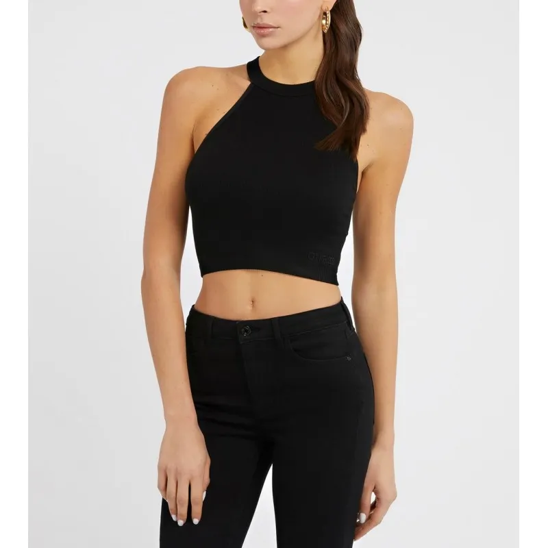 TOP IN MAGLIA INSERTO DI PIZZO DA DONNA GUESS