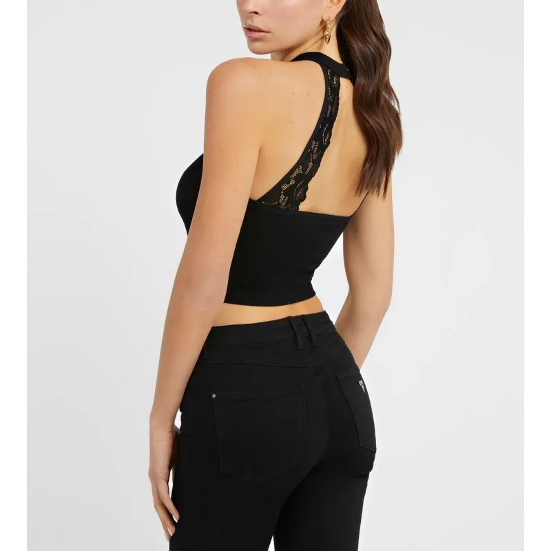 TOP IN MAGLIA INSERTO DI PIZZO DA DONNA GUESS