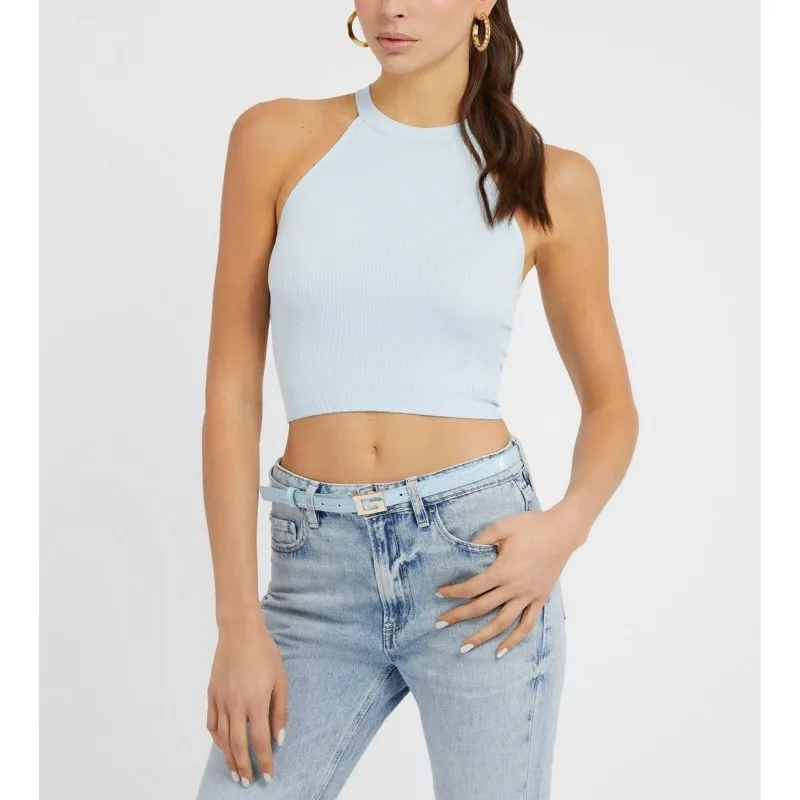 TOP IN MAGLIA INSERTO DI PIZZO DA DONNA GUESS