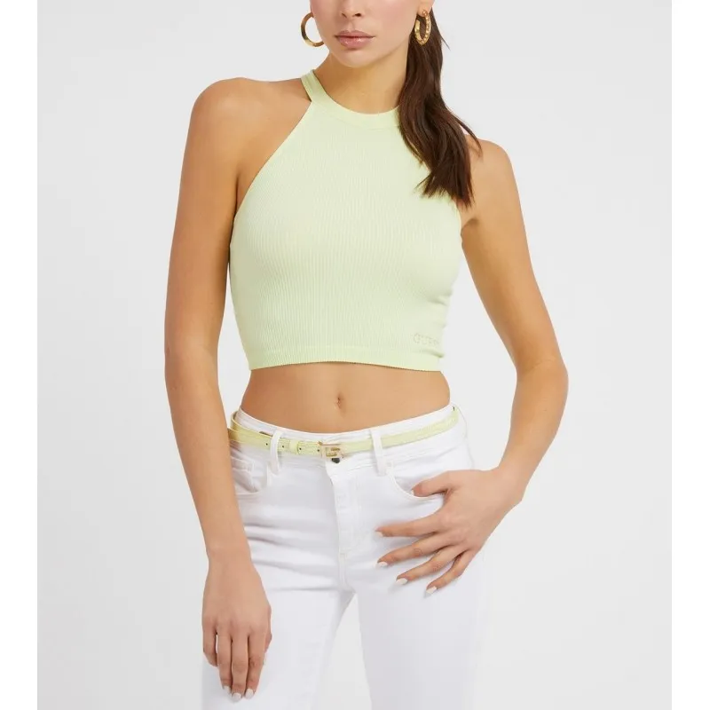 TOP IN MAGLIA INSERTO DI PIZZO DA DONNA GUESS