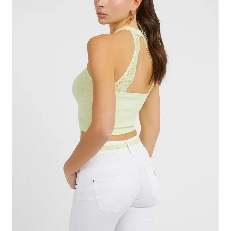 TOP IN MAGLIA INSERTO DI PIZZO DA DONNA GUESS