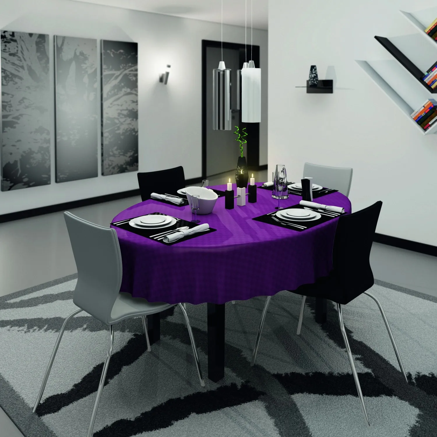 Tovaglia d-c-fix Gala Delano prugna 140 cm x 180 cm rettangolare