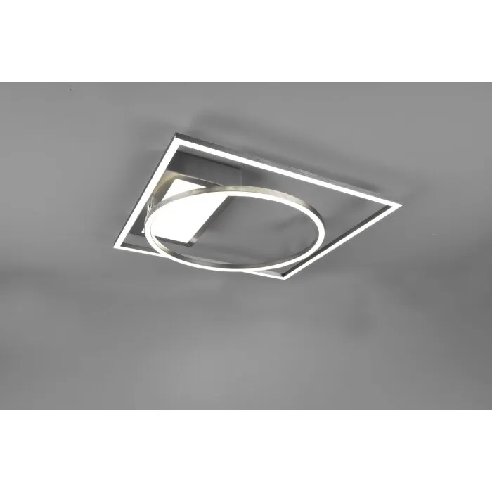 Trio Downey Plafoniera LED Nichel opaco, 1-Luce, Telecomando