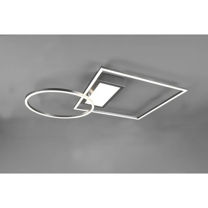 Trio Downey Plafoniera LED Nichel opaco, 1-Luce, Telecomando
