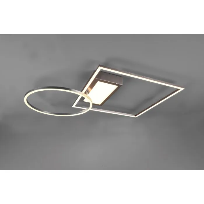 Trio Downey Plafoniera LED Nichel opaco, 1-Luce, Telecomando