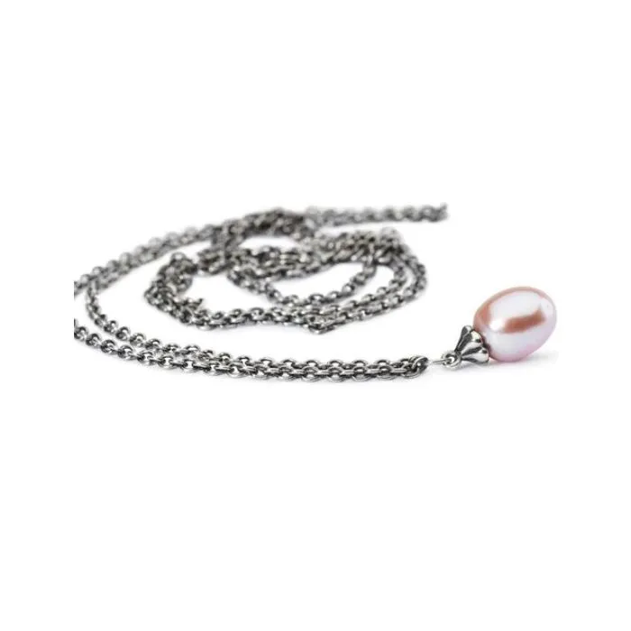 Trollbeads Collana D'argento Con Perla Rosa 90 Cm