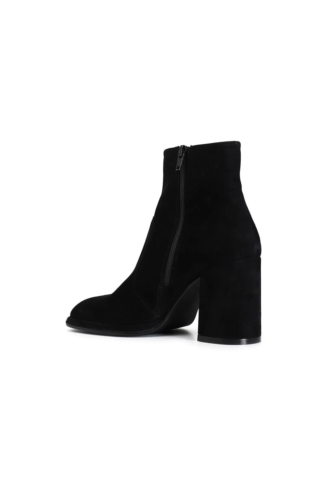 tronchetto donna in pelle scamosciata nero