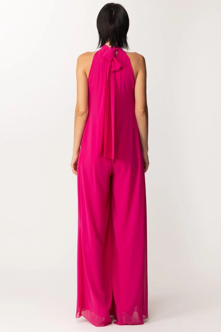 Tuta plissettata con scollo all'americana MAGENTA