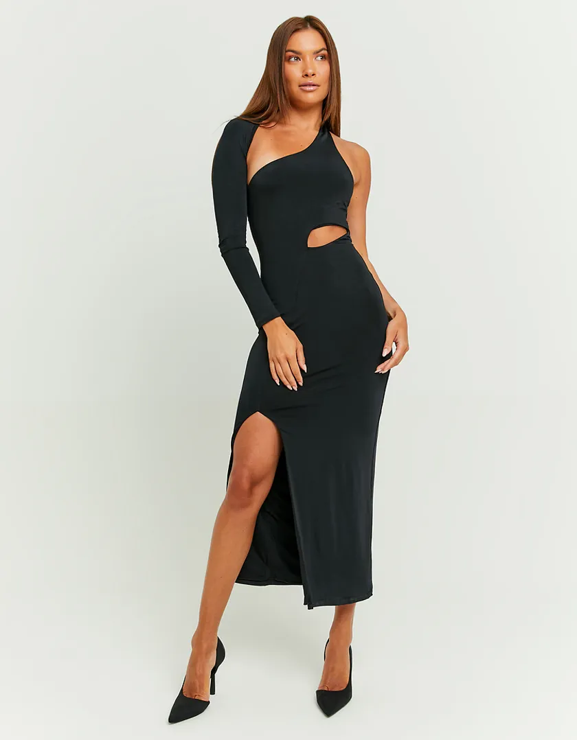 Vestito Midi da Festa Monospalla Nero  
