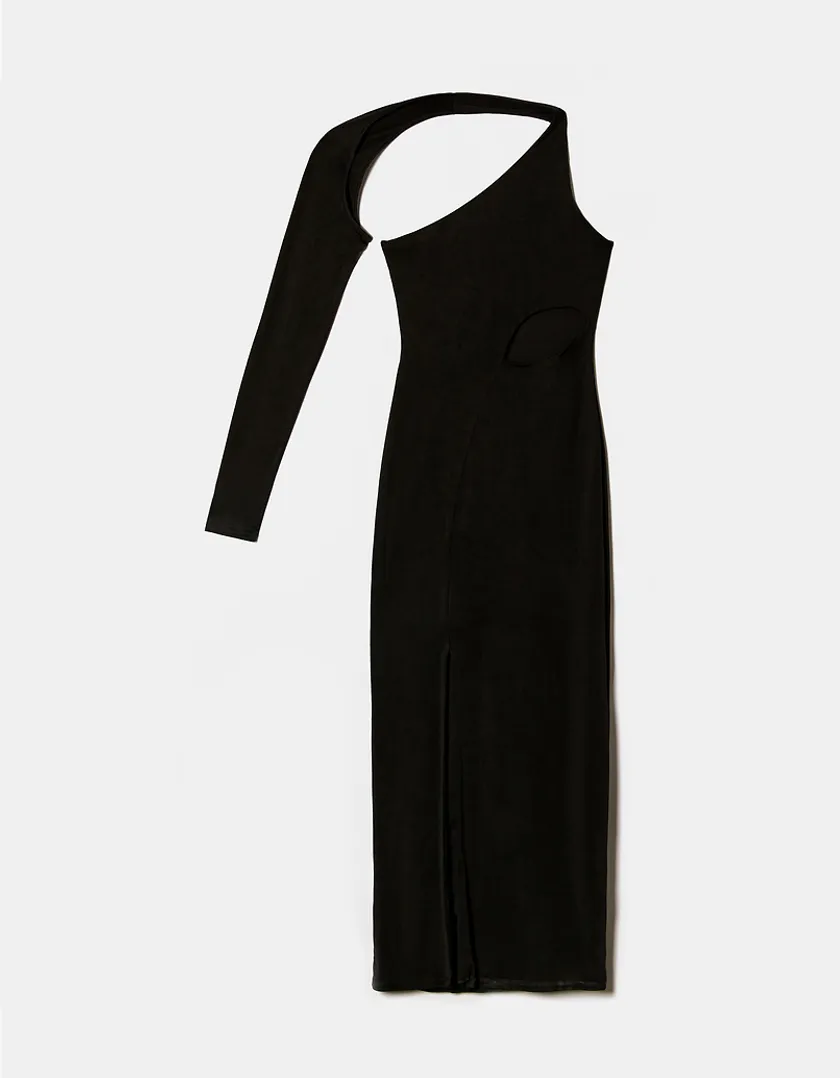 Vestito Midi da Festa Monospalla Nero  