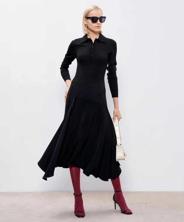 Victoria Beckham Abito polo nero con lana 1324WDR005730A