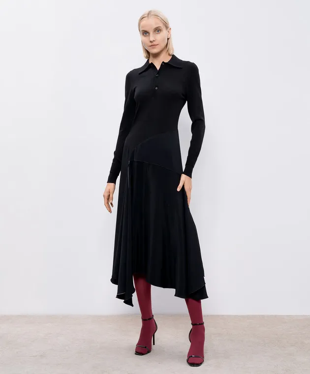 Victoria Beckham Abito polo nero con lana 1324WDR005730A