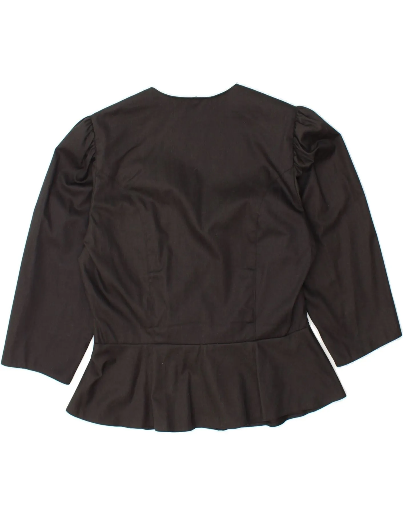 VINTAGE Womens 3/4 Sleeve Blazer Jacket IT 42 Medium Black Cotton
