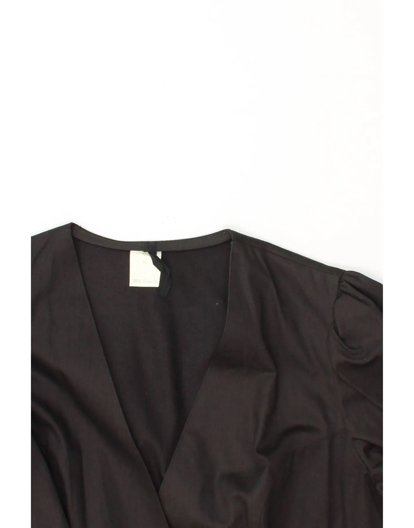 VINTAGE Womens 3/4 Sleeve Blazer Jacket IT 42 Medium Black Cotton
