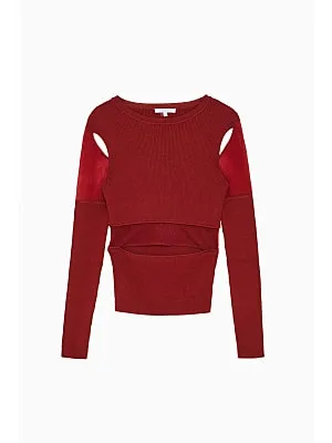 Viscose sweater with detail / Bordeaux