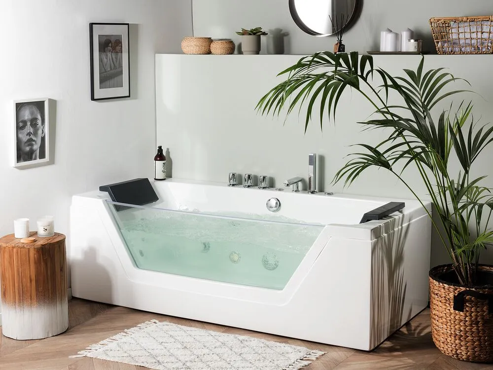 Whirlpool Bath with LED 1740 mm White SAMANA
