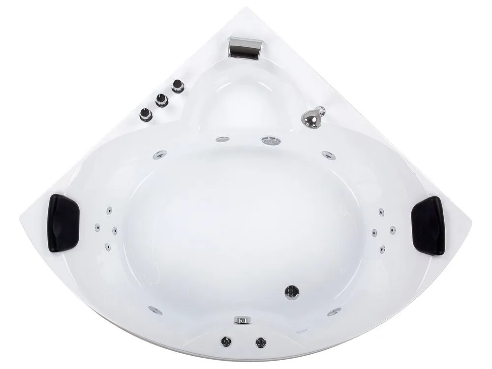Whirlpool Corner Bath with LED 2500 x 1500 mm White SENADO