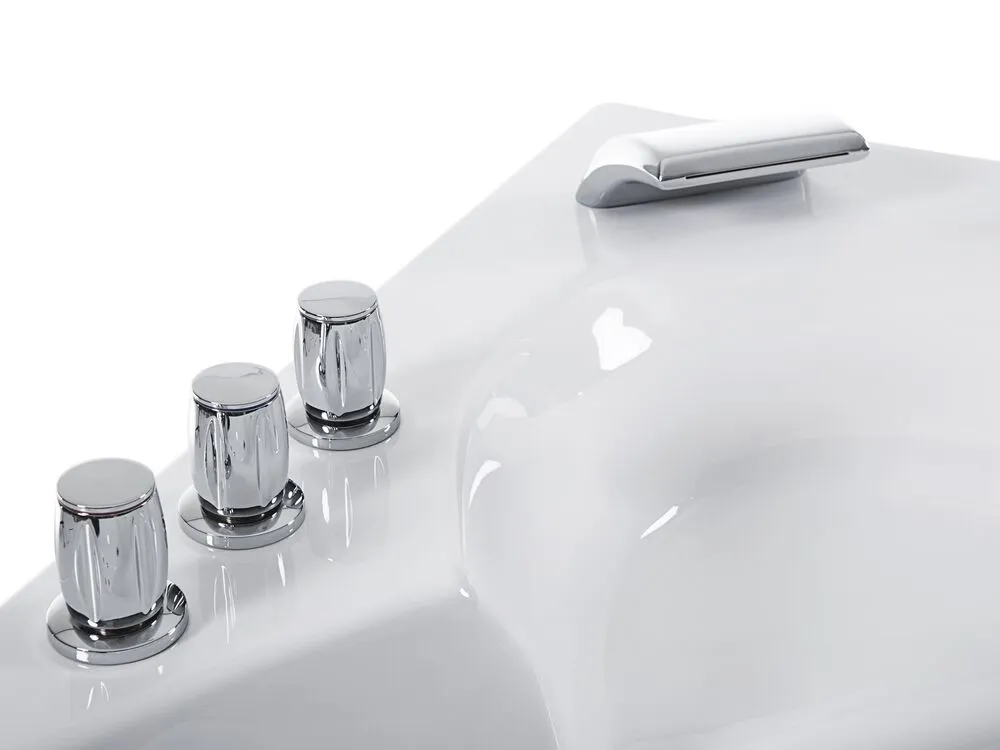 Whirlpool Corner Bath with LED 2500 x 1500 mm White SENADO
