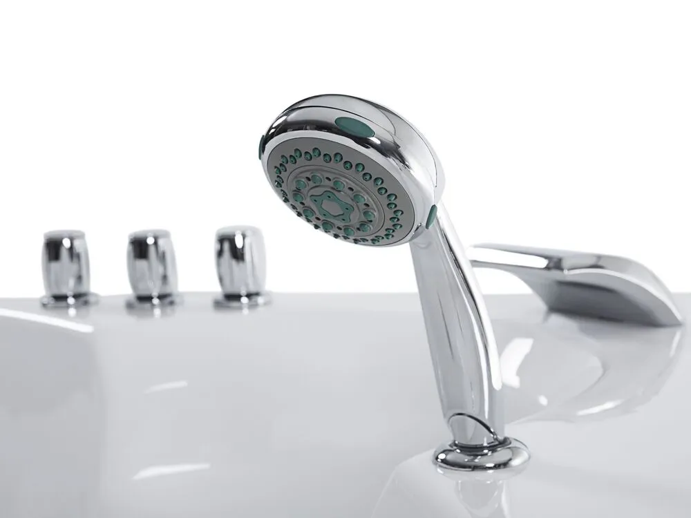 Whirlpool Corner Bath with LED 2500 x 1500 mm White SENADO