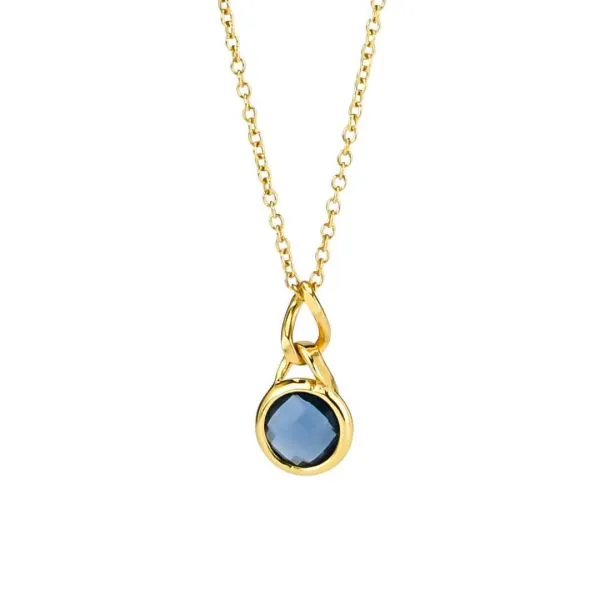 XGR692DZ Collana bronzo placcato oro giallo con ciondolo cristallo colore blu zaffiro    