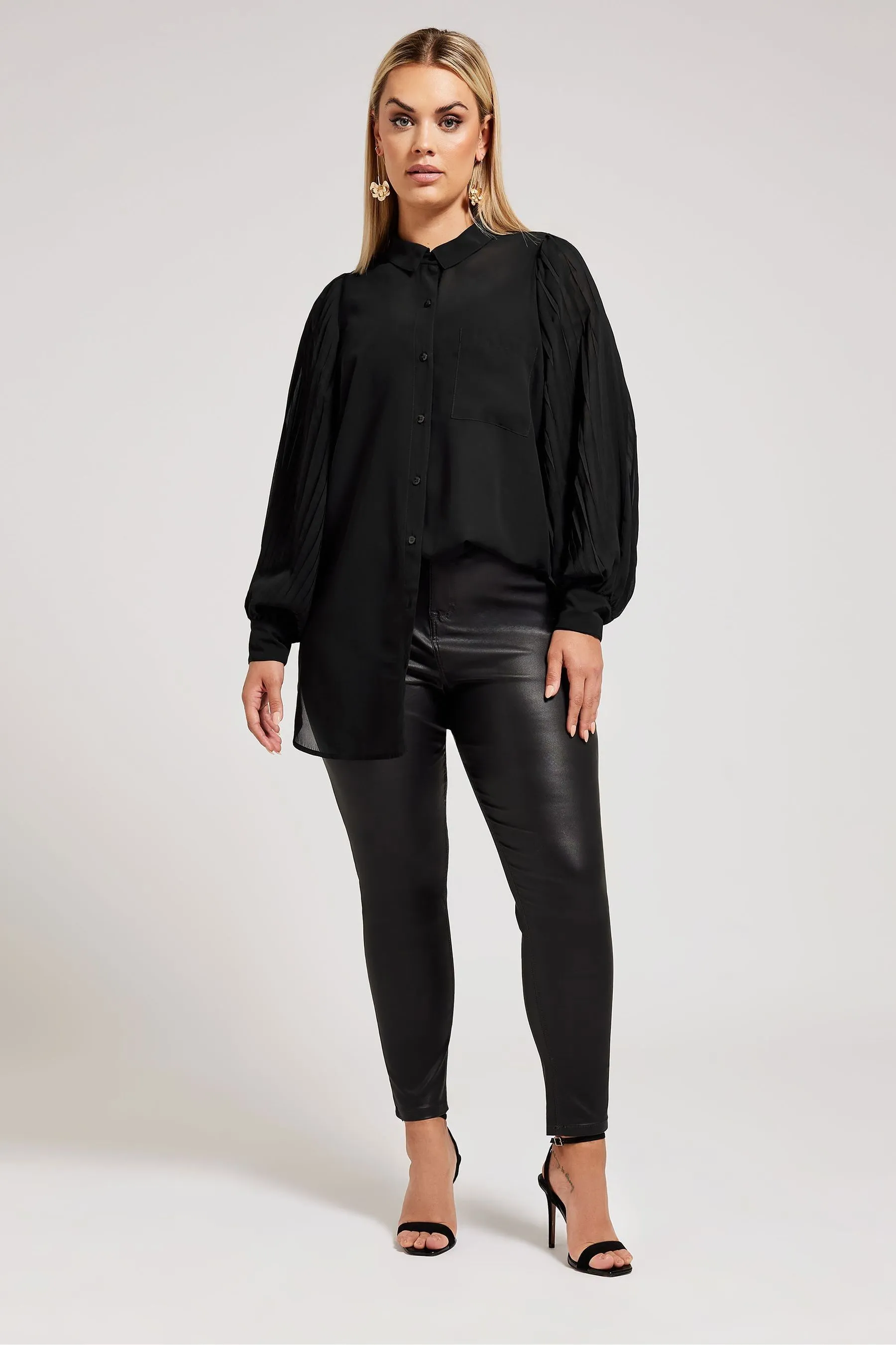 Yours Curve London - Camicia a maniche lunghe plissettata