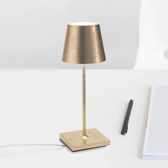 Zafferano Poldina mini lampada da tavolo ricaricabile in oro