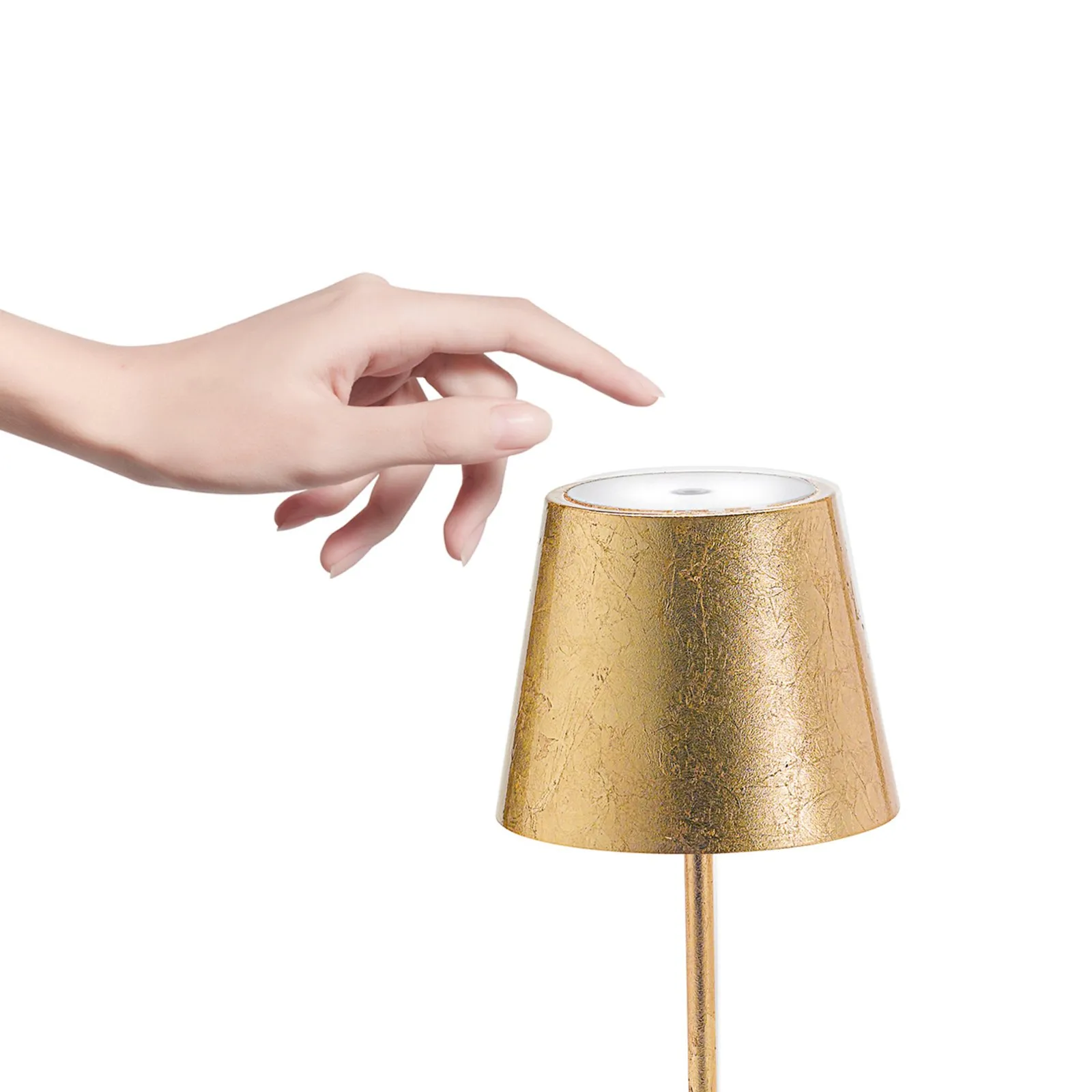 Zafferano Poldina mini lampada da tavolo ricaricabile in oro